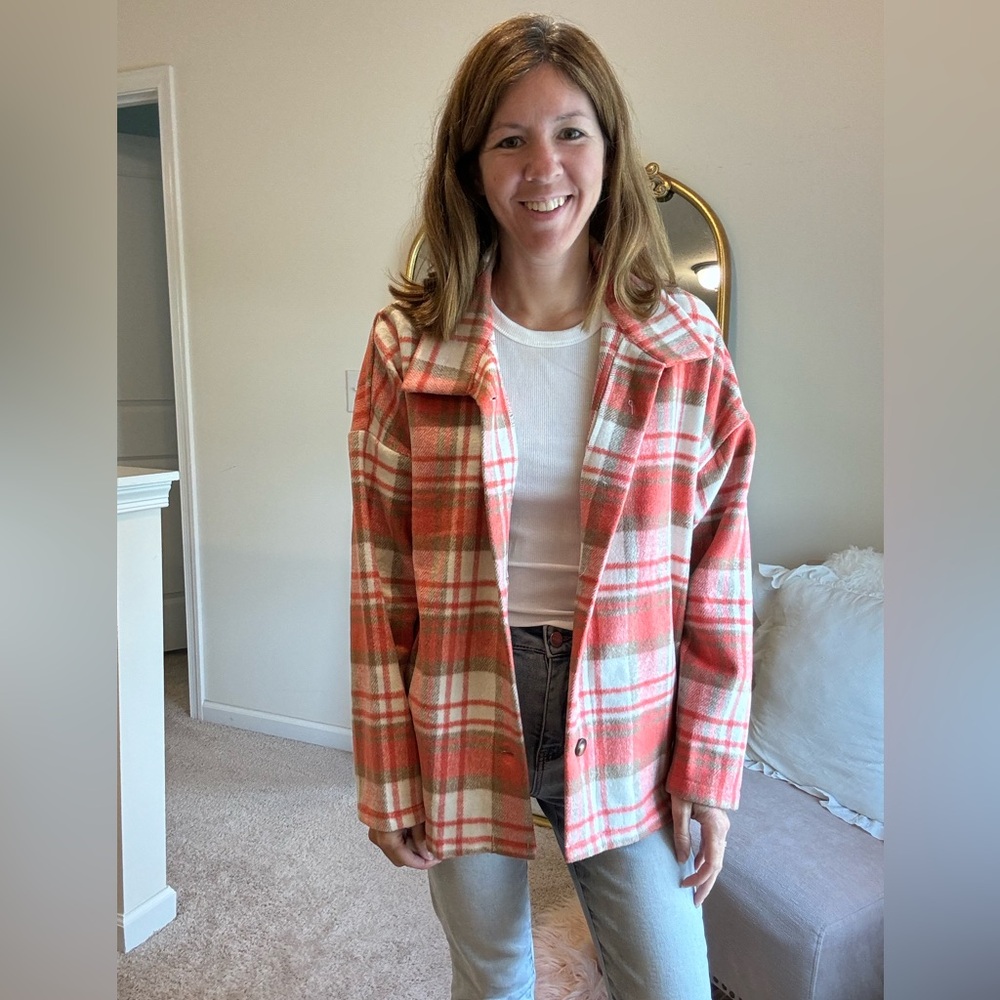 Andree Orange Plaid Shacket